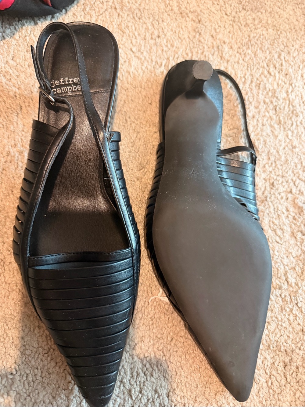 Jeffrey Campbell Black Pointed Slingback Sandals